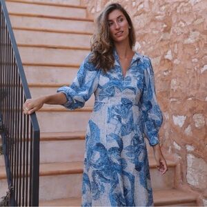 H&M PREMIUM silk printed dress FITS XS READ‼️👇